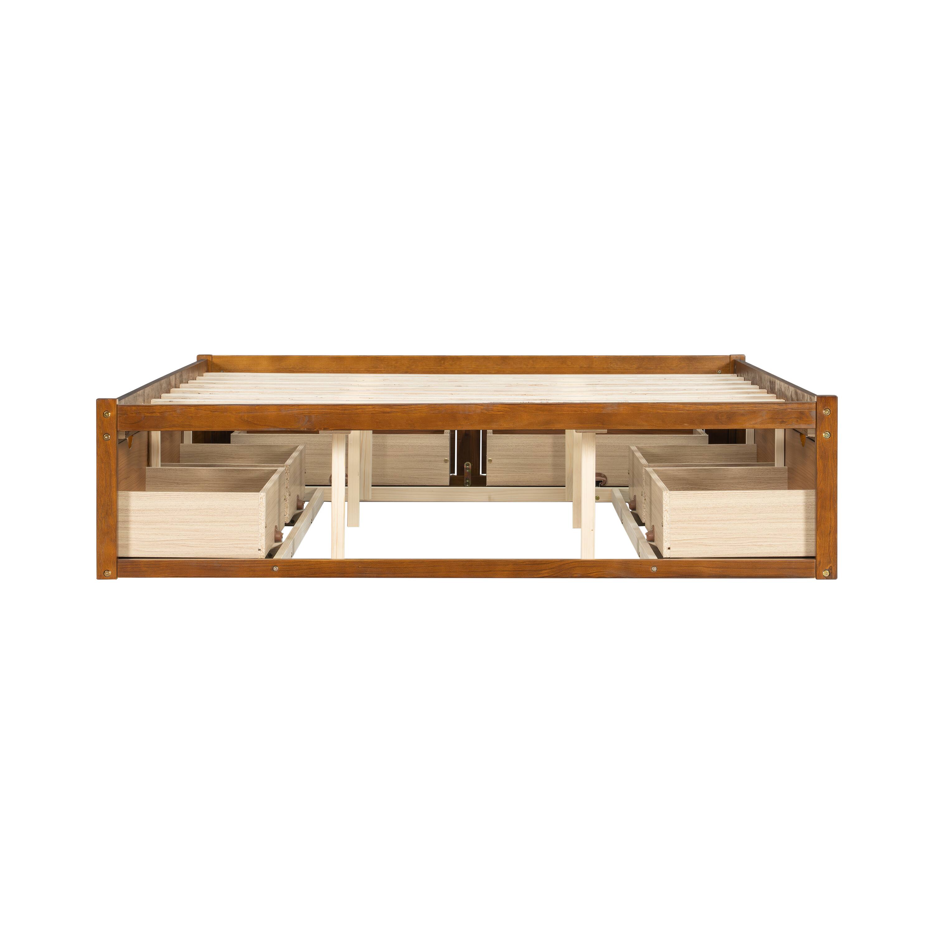 Alt View 1. Whisen - Storage Platform Bed with 6 Spacious Pull-Out Drawers for Bedroom - Walnut.