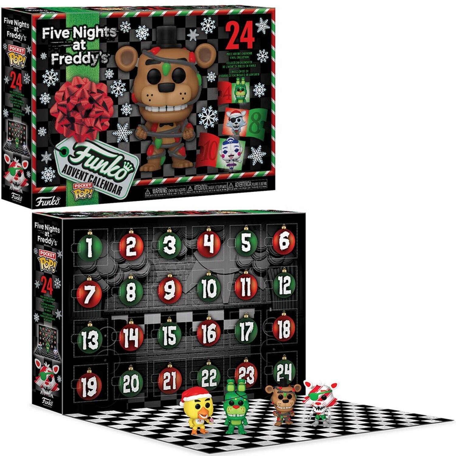 Five Nights at Freddy's  
POCKET POP!  
24  
Funko Advent Calendar  

Five Nights at Freddy's  
POCKET POP!  
24  

1 2 3 4 5 6  
7 8 9 10 11 12  
13 14 15 16 17 18  
19 20 21 22 23 24  

Funko  
Five Nights at Freddy's  
POCKET POP!  
24