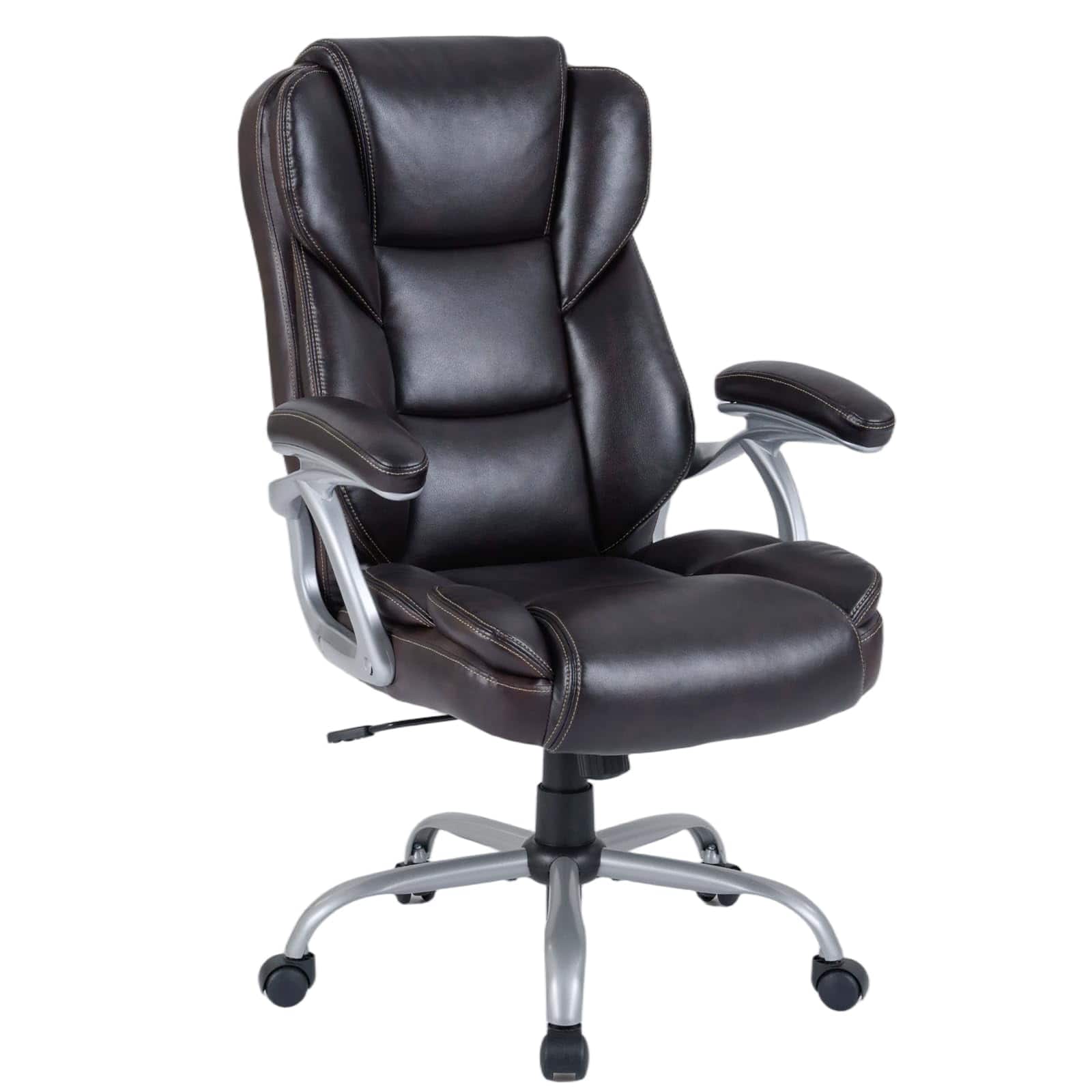 Ecooso - Executive Office Desk Chair with Padded Seat and Armrests, Ergonomic Swivel Computer Chair - Brown