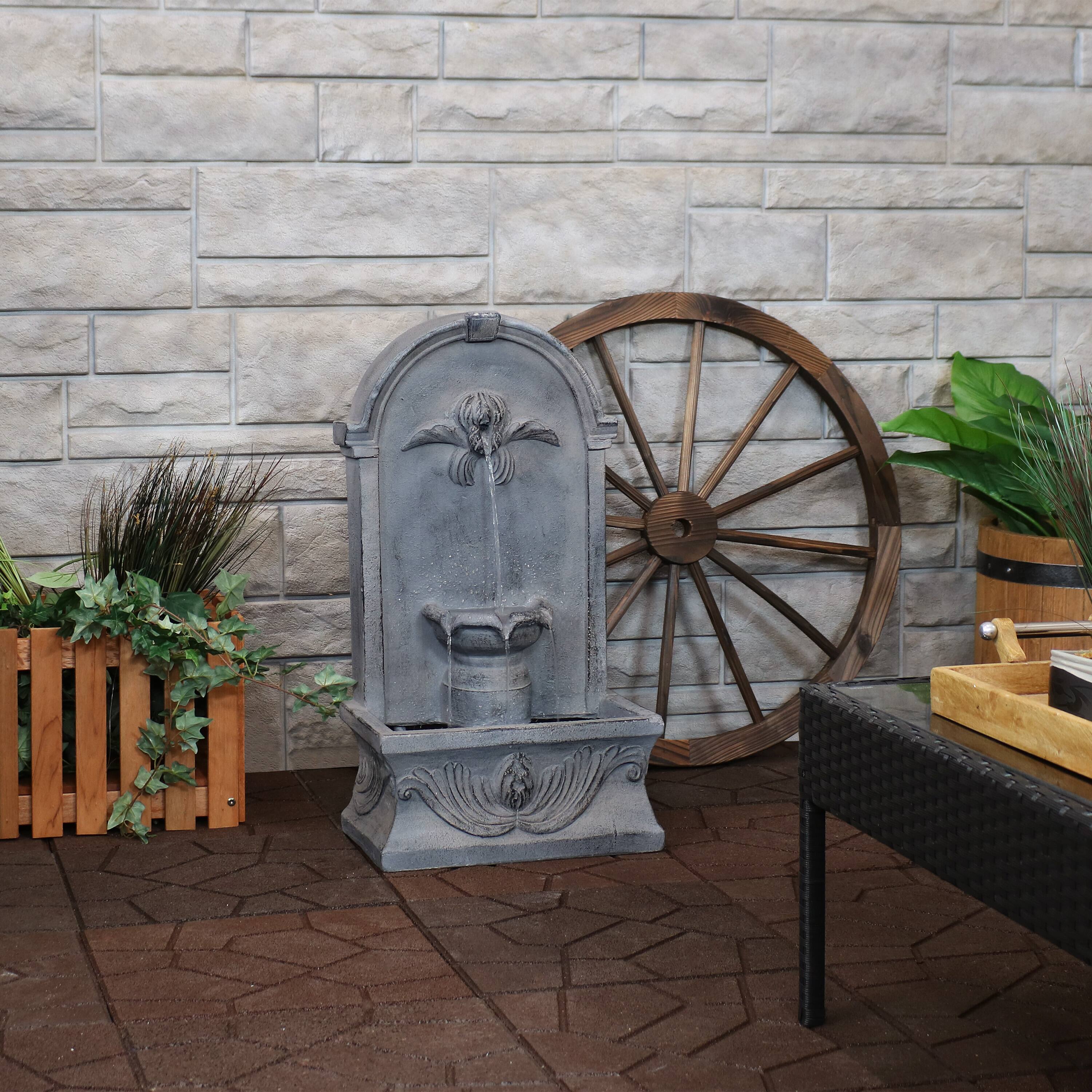 Alt View 9. Sunnydaze - French-Inspired Reinforced Concrete Outdoor Water Fountain - Grey.