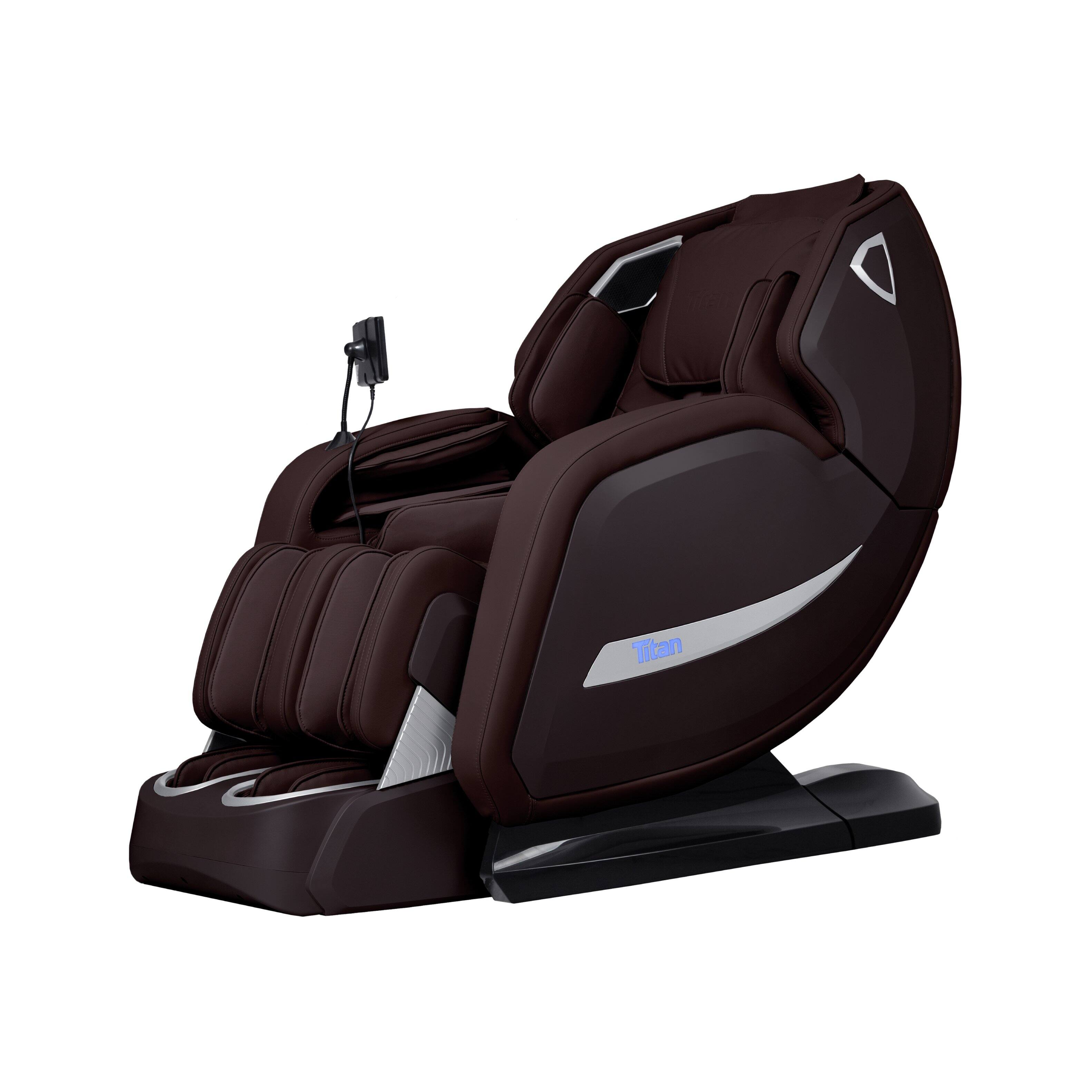 Angle. Osaki - Titan - Advent 4D Zero Gravity Chair with Spinning Calf Massage - Brown.
