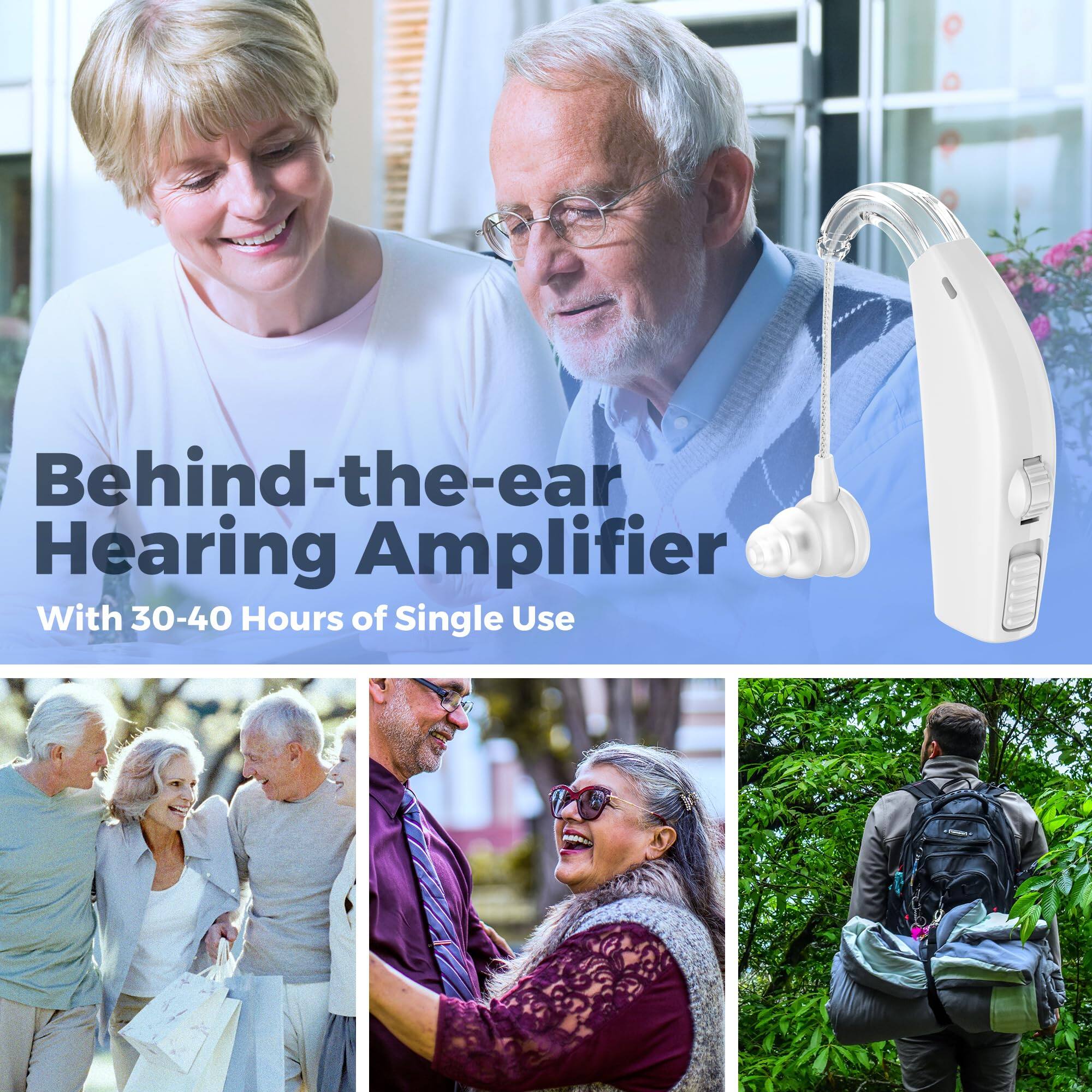 Behind-the-ear Hearing Amplifier  
With 30-40 Hours of Single Use
