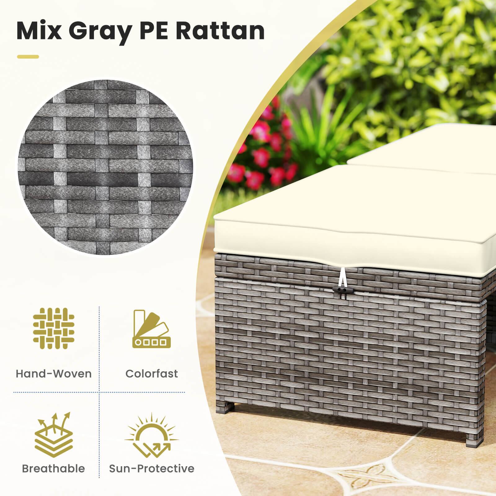 Mix Gray PE Rattan

Hand-Woven
Colorfast
Breathable
Sun-Protective