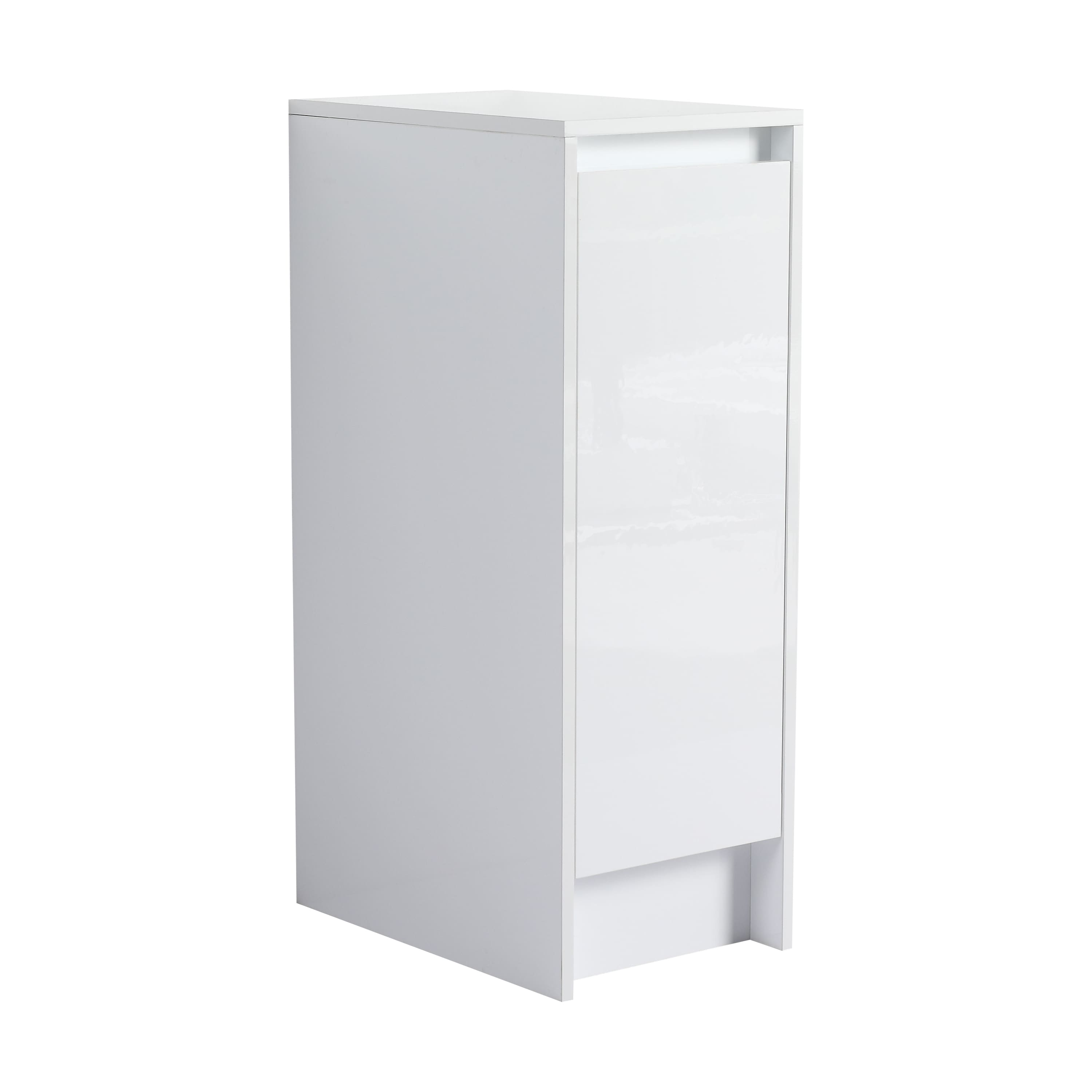 TinyHomie - 12in freestanding Bathroom Storage Cabinet Soft Close Doors KD-Packing - Glossy White