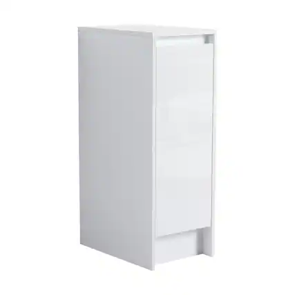 Front. TinyHomie - 12in freestanding Bathroom Storage Cabinet Soft Close Doors Glossy White KD-Packing - Glossy White.