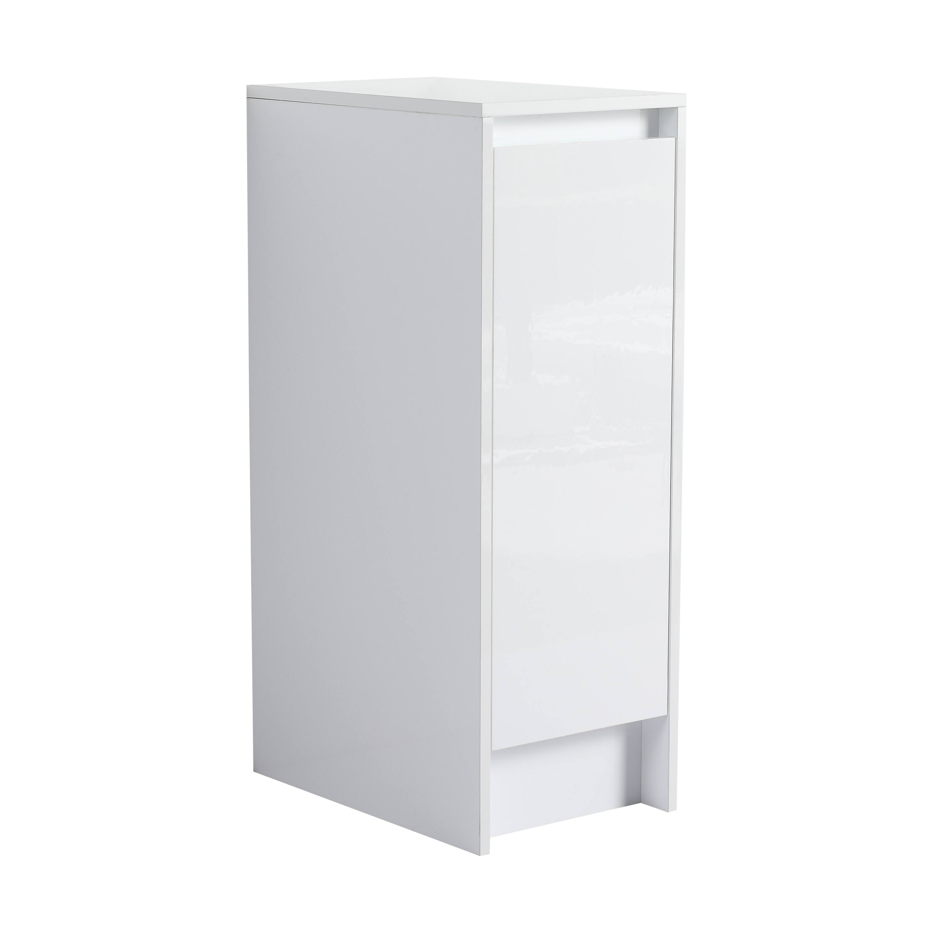 Front. TinyHomie - 12in freestanding Bathroom Storage Cabinet Soft Close Doors Glossy White KD-Packing - Glossy White.