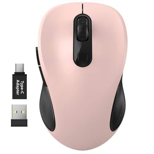 Cozy Serene - Wireless Mouse USB Type-C Purple 2.4g For Laptop Computer With Receiver And Adapter - Wireless - Light Pink