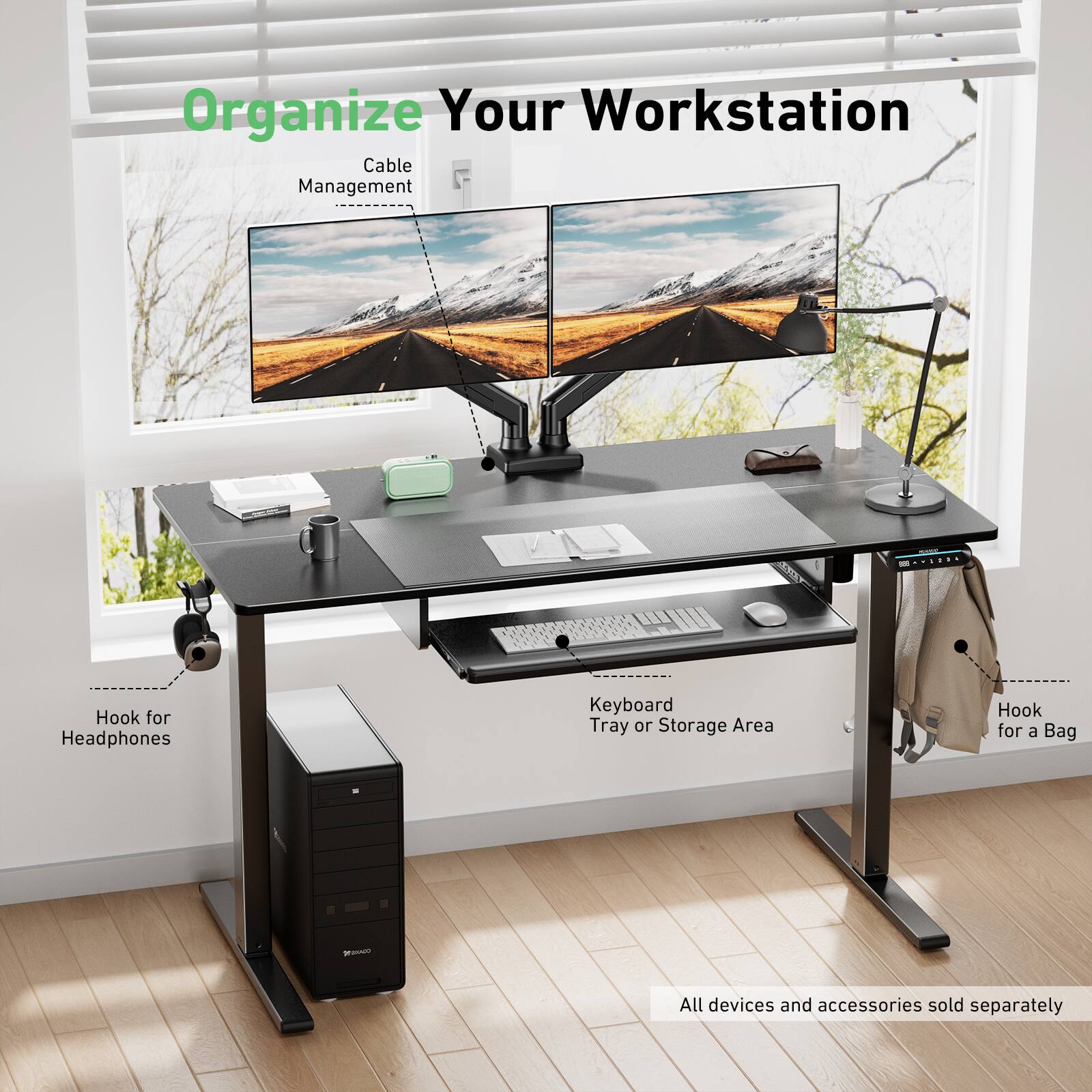 Organize Your Workstation Cable Management Hook for Headphones Keyboard Tray or Storage Area Hook for a Bag All devices and accessories sold separately