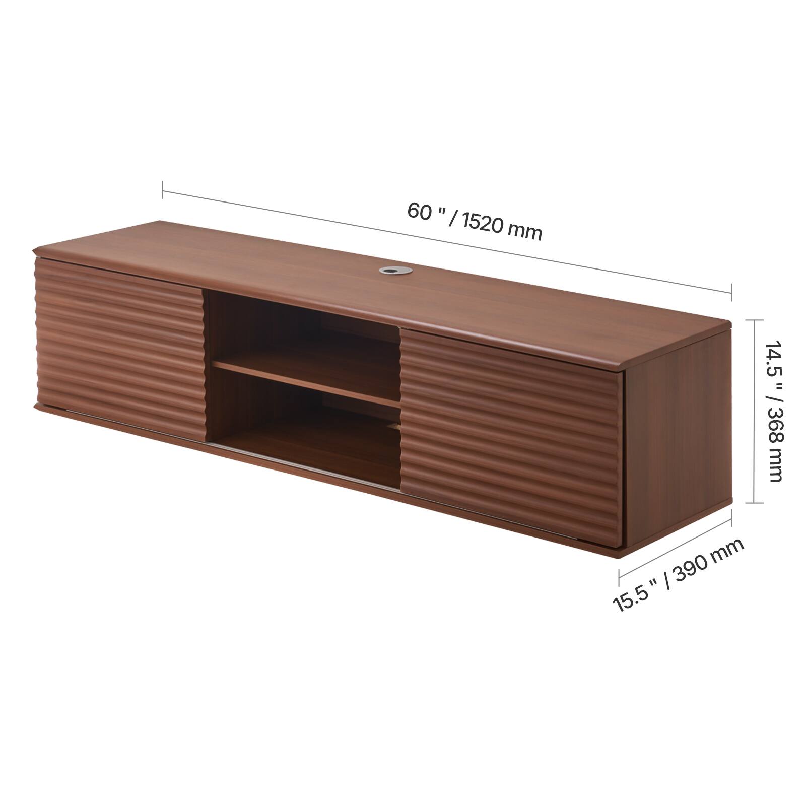 60" / 1520 mm  
14.5" / 368 mm  
15.5" / 390 mm