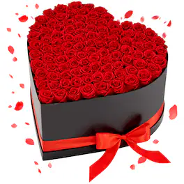 VEVOR - Forever Flowers, 100 Preserved Roses in a Heart Shape Box, Eternal Flowers Immortal Bouquet Birthday Present for Women - Red, Black