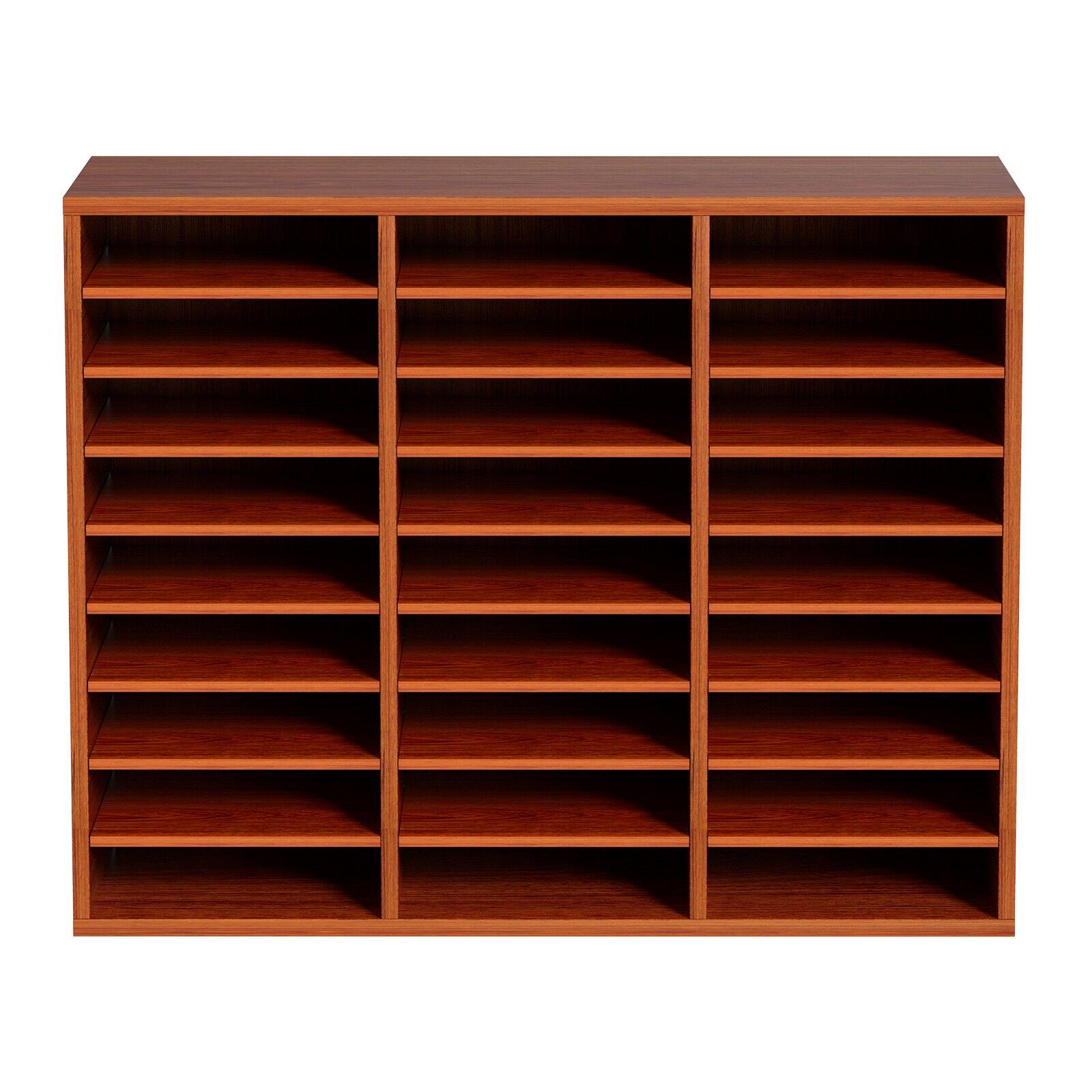 Alt View 9. Glintex - 27 Compartments Wood Literature Organizer with Adjustable Shelves for Office Home School File Paper Management.