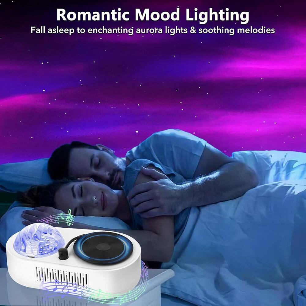 Romantic Mood Lighting  
Fall asleep to enchanting aurora lights & soothing melodies