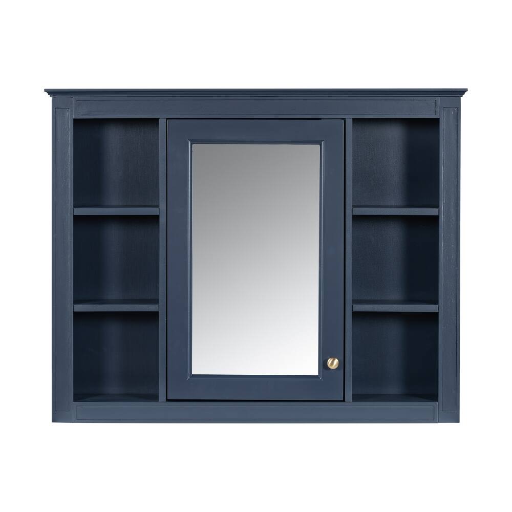 Alt View 6. Loheer - Loheer 36 inch Bathroom Vanity with Sink, Blue Bathroom Vanity with Mirror Cabinet, Modern Single Sink Vanity - Blue.