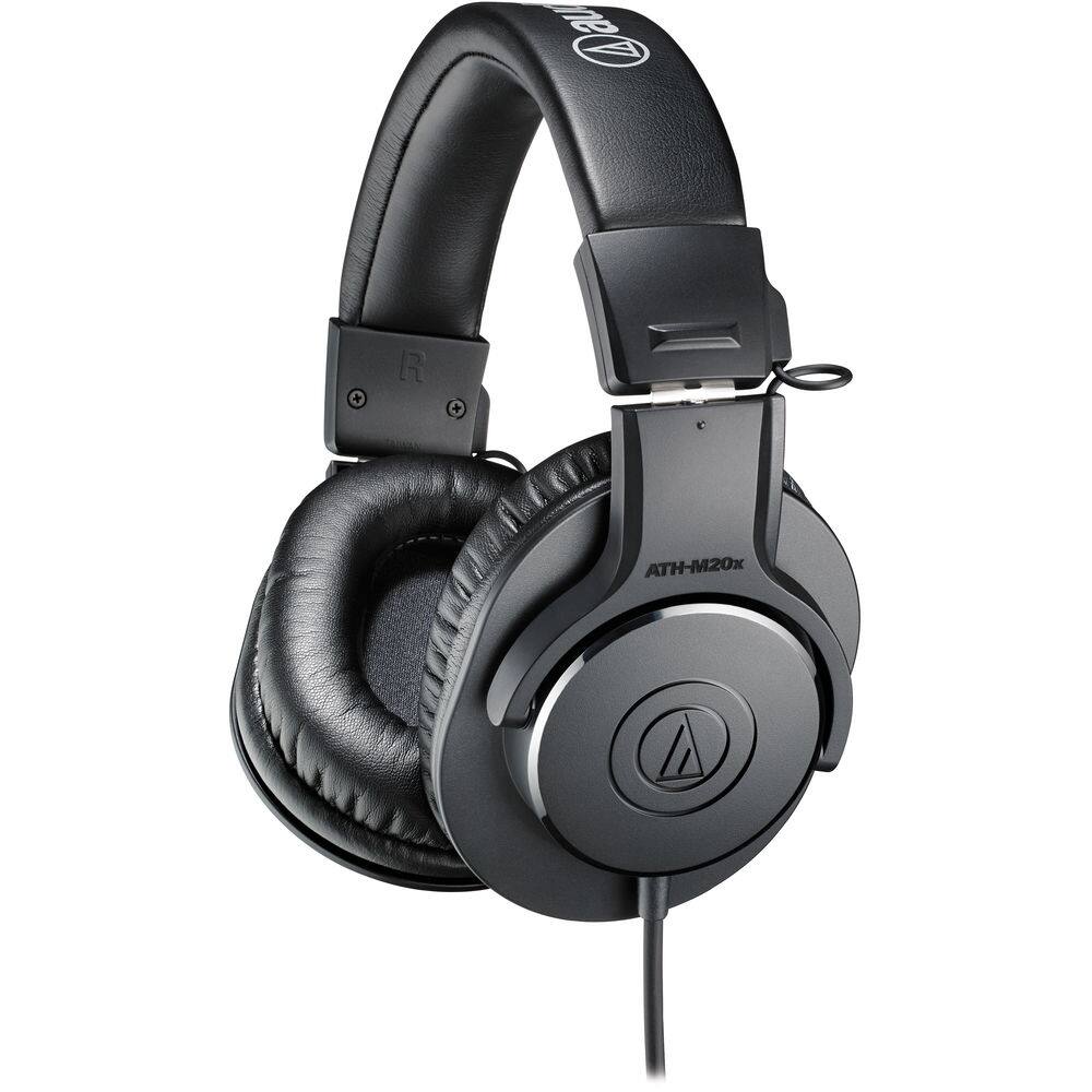 Alt View 1. Audio-Technica - Audio-Technica ATH-M20x Professional Studio Monitor Headphones, Headphone stand.