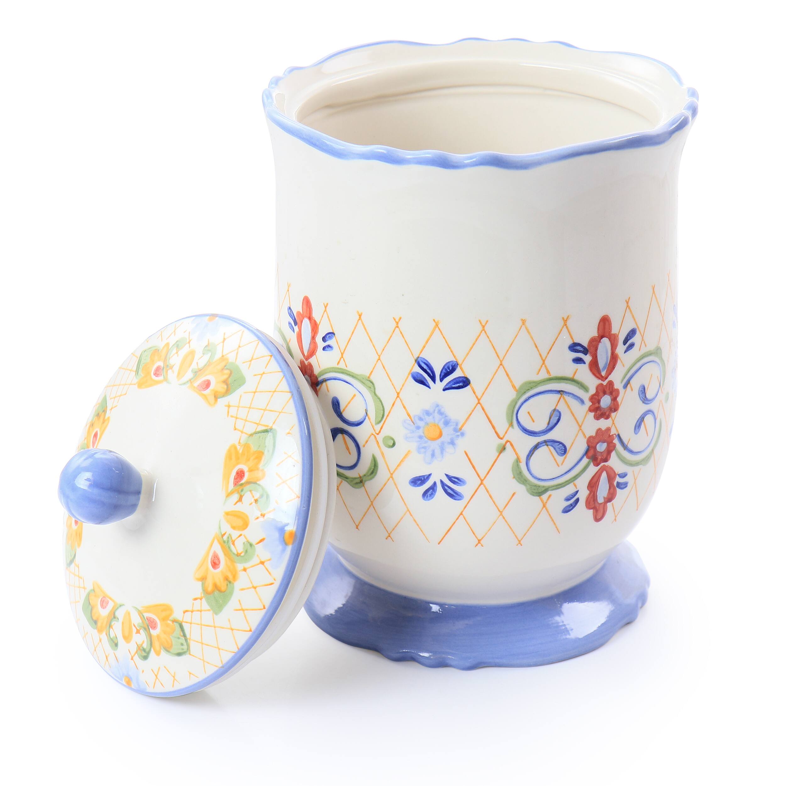 Alt View 1. Gibson - Laurie Gates California Designs Tierra 2.7 Quarts Hand Painted Stoneware Canister with Lid - Multi-color.