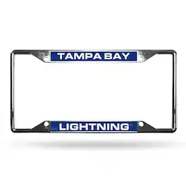 Rico Industries - Tampa Bay Lightning NHL All Corner EZ View Chrome Metal Laser Cut License Plate Frame - Multi