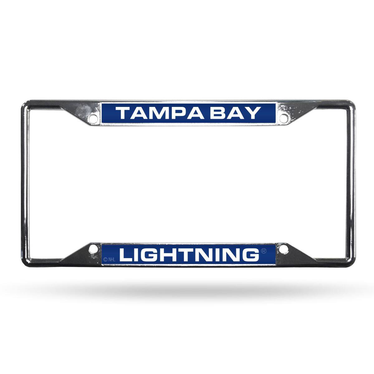 Tampa Bay Lightning NHL All Corner EZ View Chrome Metal Laser Cut License Plate Frame