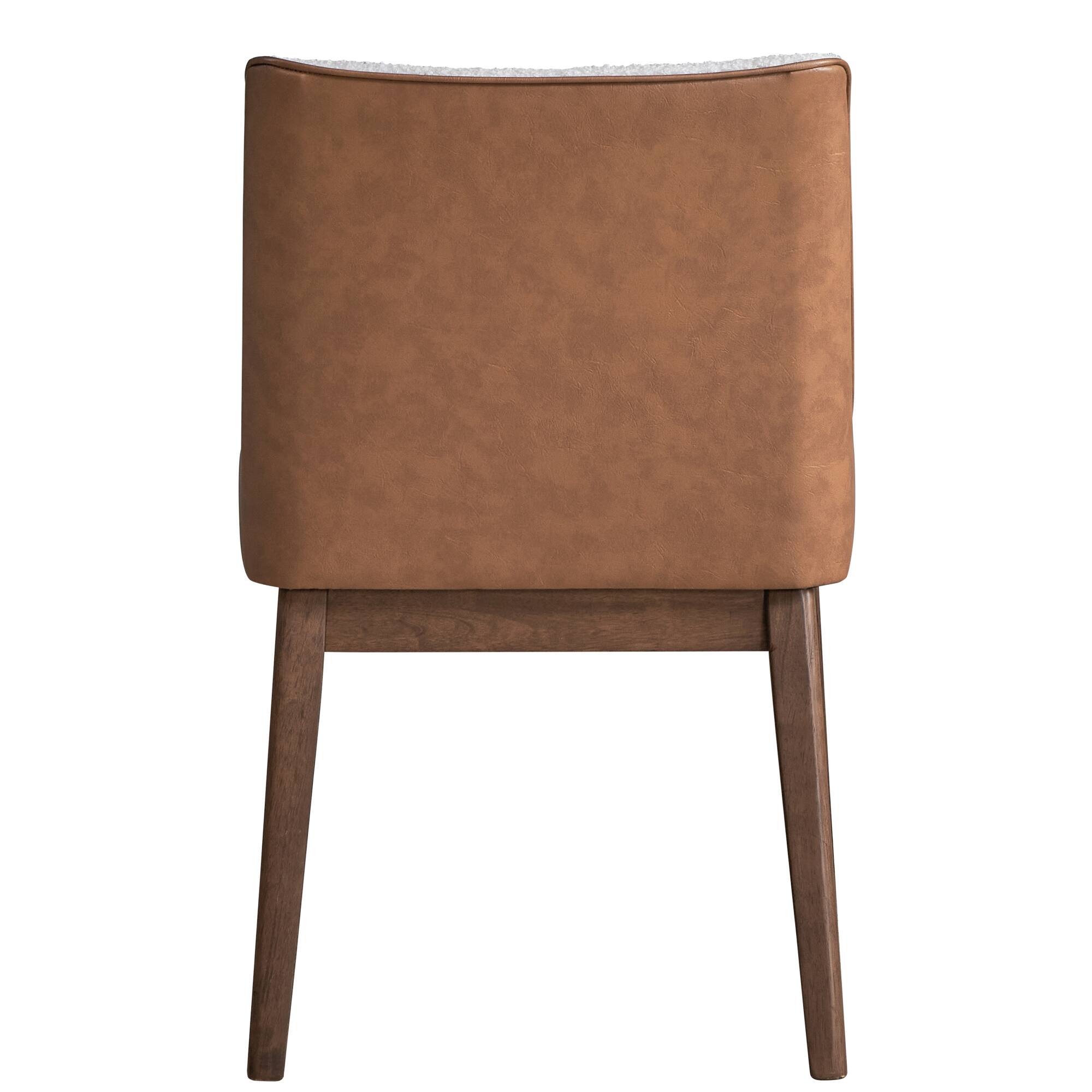 GOODSILO - Elegant Boucle and Velvet Upholstered Dining Chair with Finish, Set of 2 - Walnut - Thumbnail 5