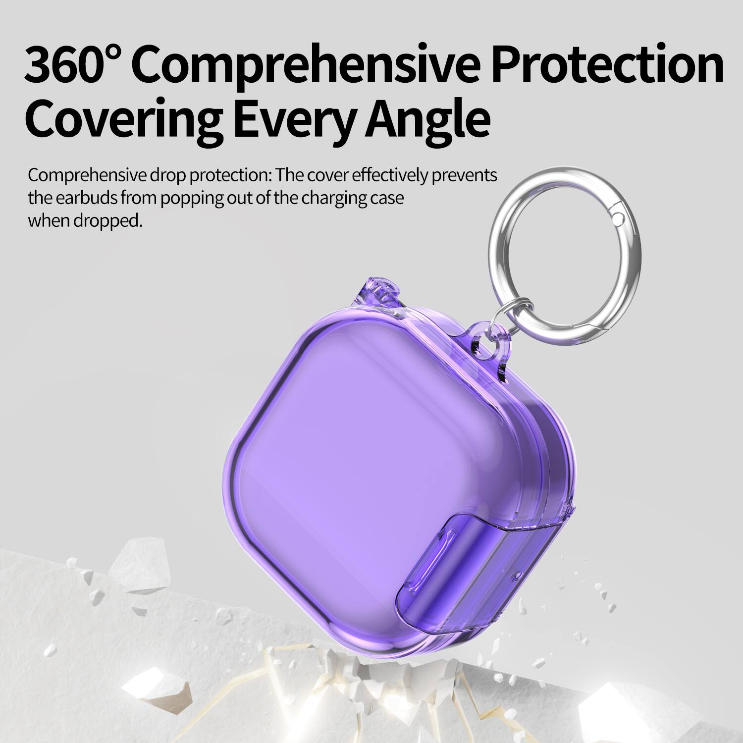 360° Comprehensive Protection Covering Every Angle

Comprehensive drop protection: The cover effectively prevents the earbuds from popping out of the charging case when dropped.