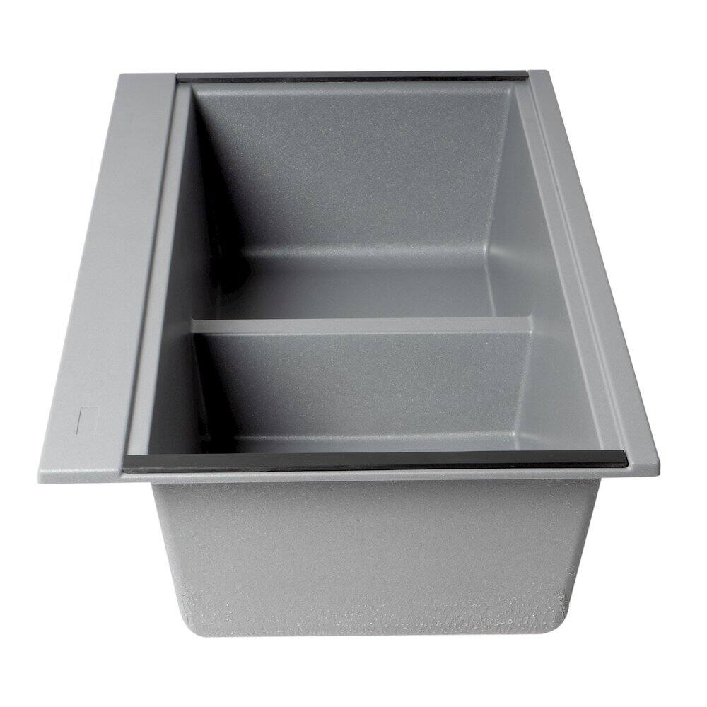Alt View 5. Alfi - ALFI brand 33 Granite Composite Workstation Step Rim Double Bowl Undermount Sink - Grey.