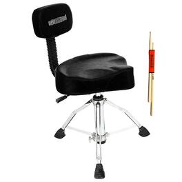 5 CORE - 5Core Drum Throne 4" Cushion Padded Stool w Backrest Airlift Height Adjustable Chair w 441Lb Capcity - Black