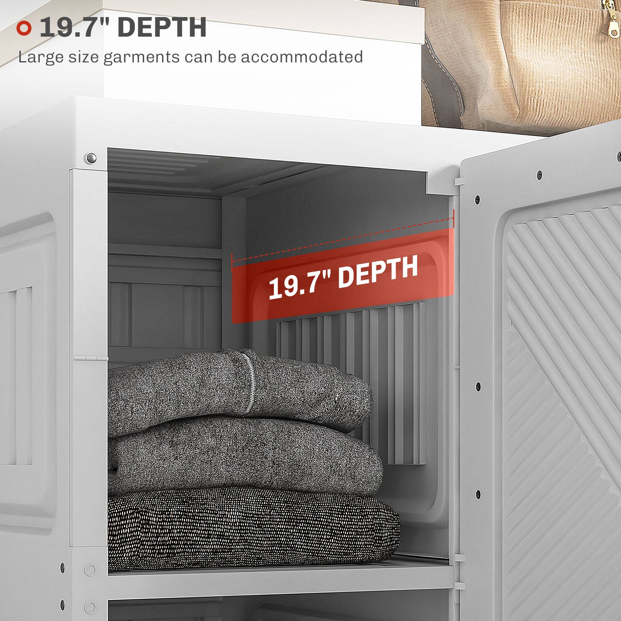 19.7" DEPTH  
Large size garments can be accommodated