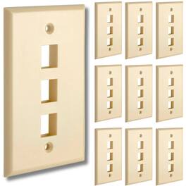 Cmple.com - Cmple - Keystone Wall Plate Cover Ethernet Wall Plates for Modular Inserts, RJ45 Keystone Jack - 10 Pack 3 Port - Ivory