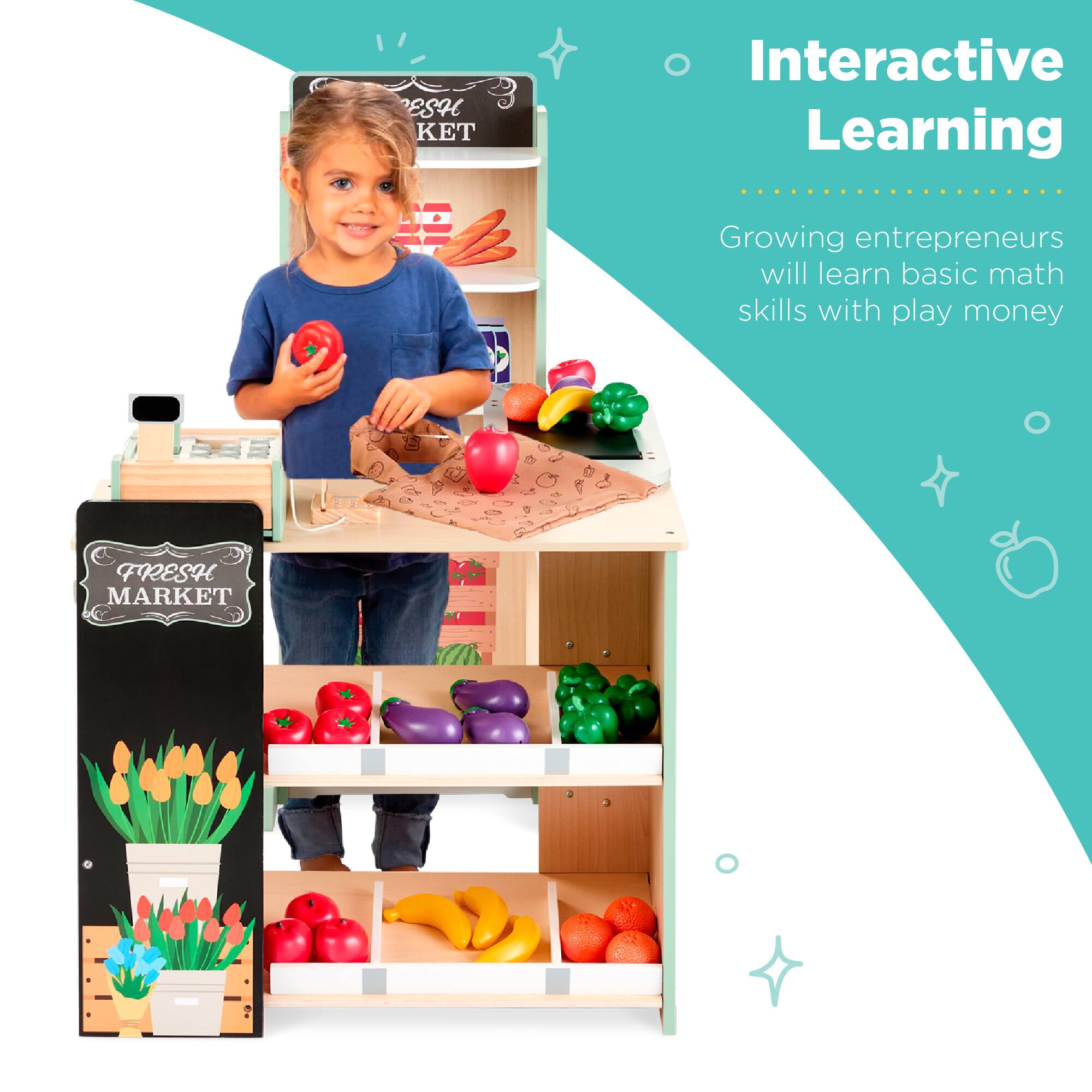Interactive Learning

Growing entrepreneurs will learn basic math skills with play money

FRESH MARKET