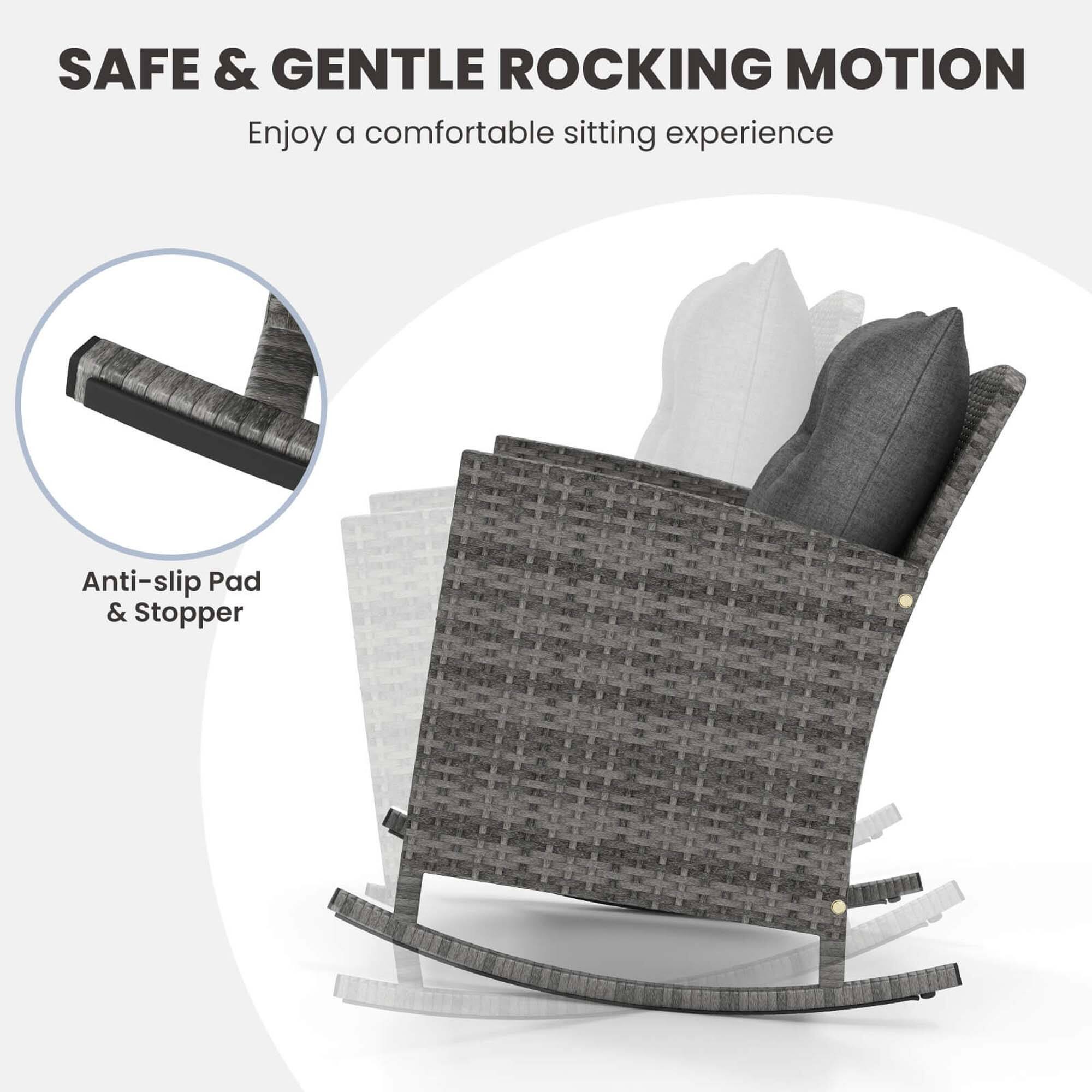 SAFE & GENTLE ROCKING MOTION Enjoy a comfortable sitting experience Anti-slip Pad & Stopper