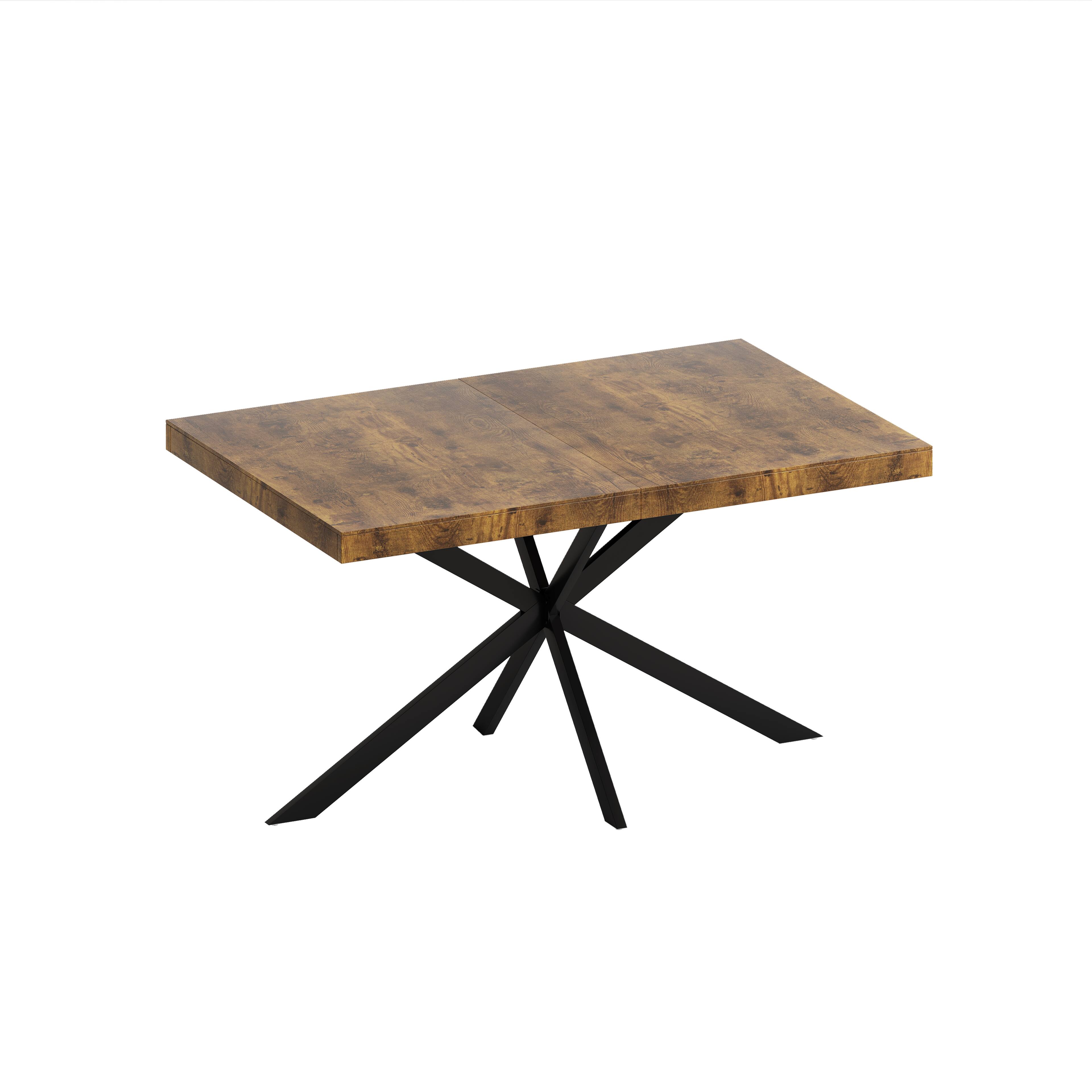 Alt View 5. Tiramisubest - Retro Rectangular Stretch Dining Table with Storage Box,Antique Wood Top And Black Relief Plate,Iron Foot Base - Black Brown.