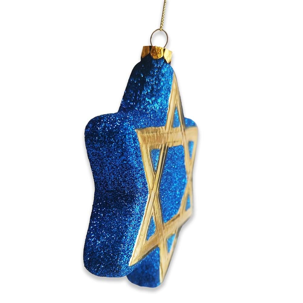 Left. OrnamentallyYou - Star of David Glass Ornament Jewish Holiday Hannukah Tree Gift - Multi-colored.