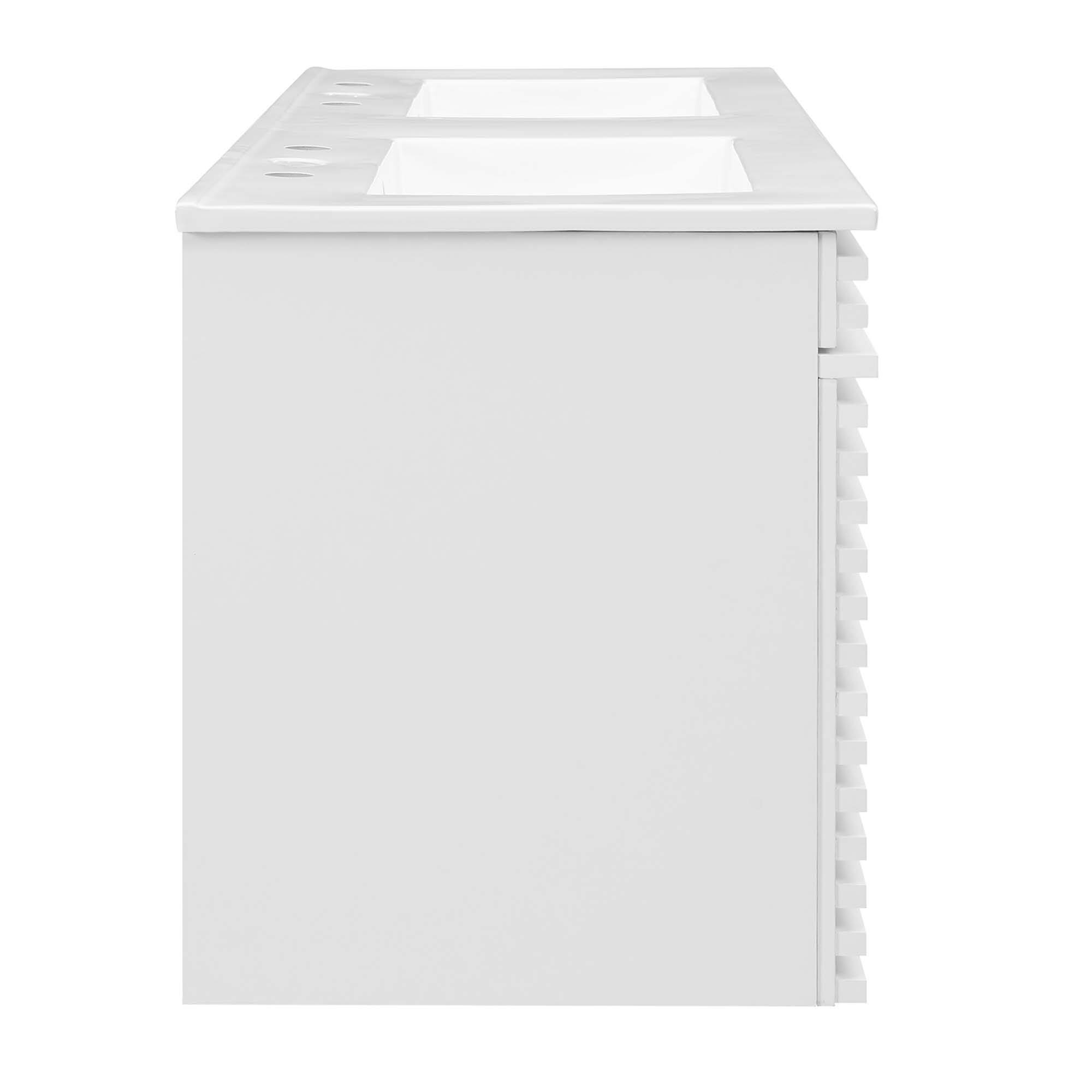 Alt View 1. Modway - Render 48" Wall-Mount Bathroom Vanity Basin Included by Modway - White White.