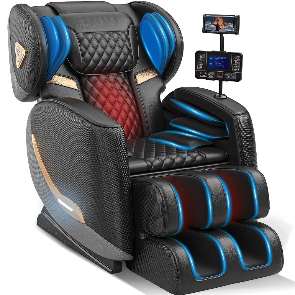 Angle. Ropilly - Ropilly Full Body Massage Chair with Heat, Zero Gravity Recliner with Airbags and Foot Rollers - Black.