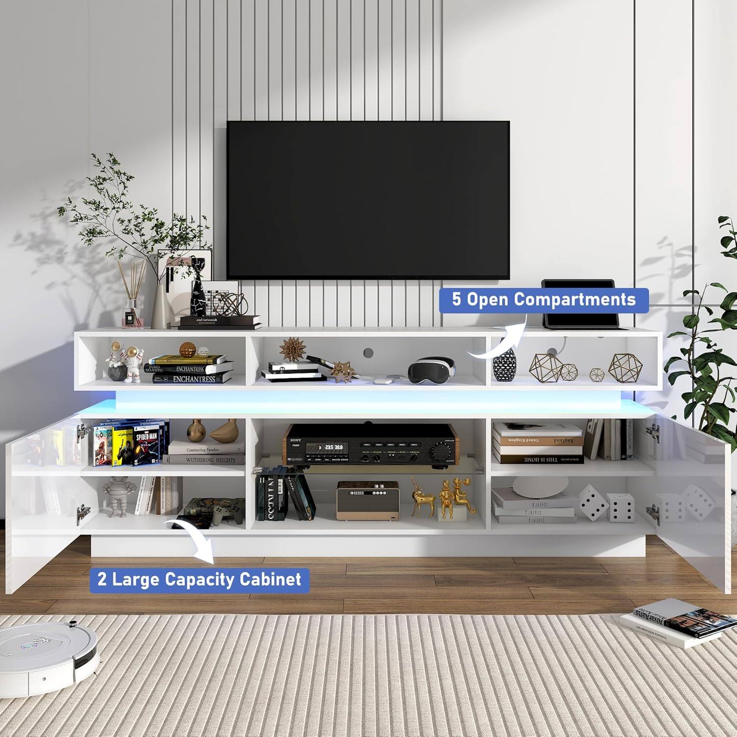 5 Open Compartments  
2 Large Capacity Cabinet