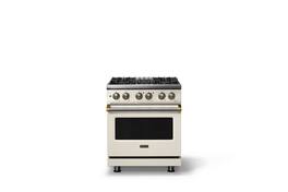 Viking - 30"W. 4 Burner Pro5S 4.7 Cu. Ft. Freestanding Sealed Dual Fuel Convection LP Range-Pure White/Brushed Brass - Pure White