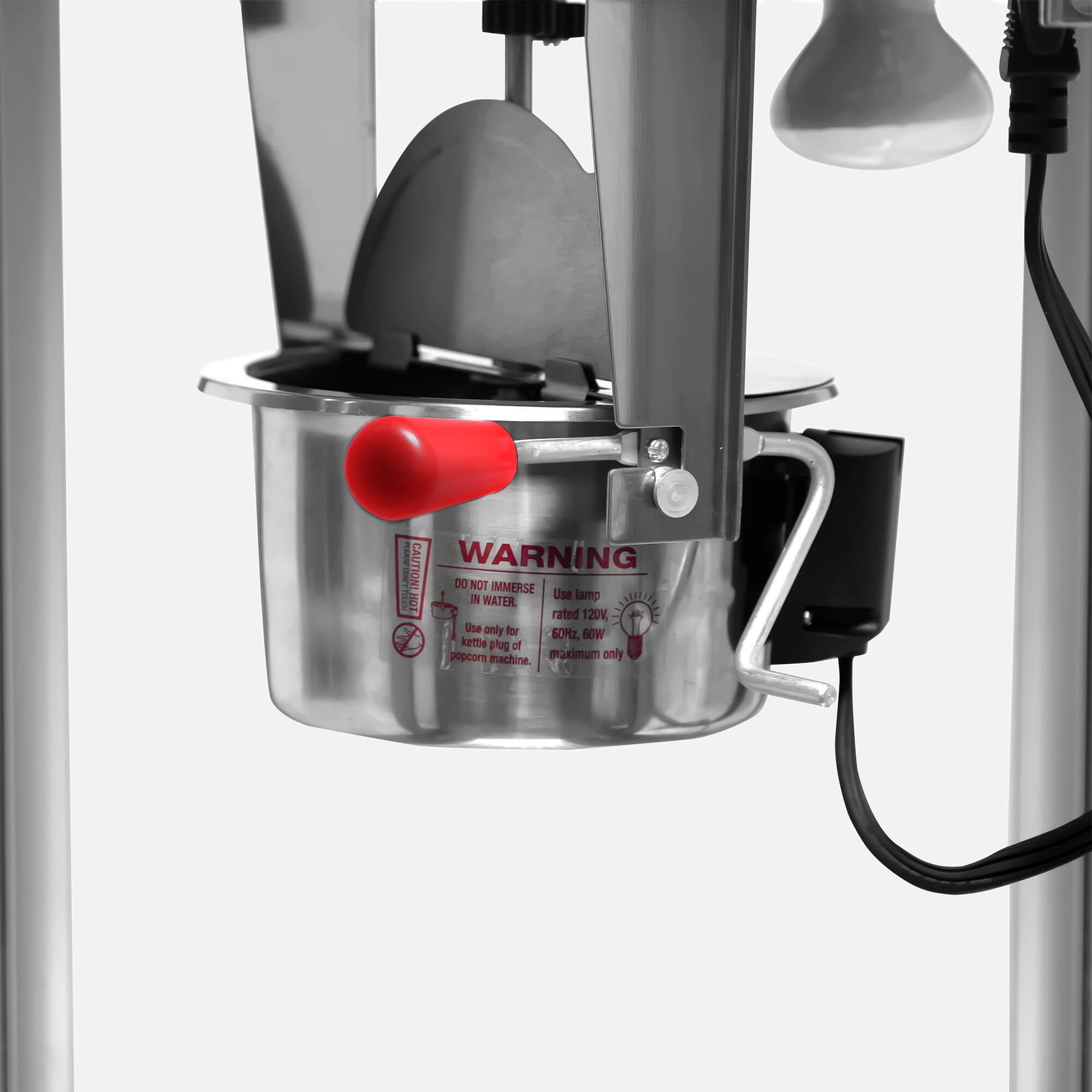 **WARNING**

- DO NOT IMMERSE IN WATER.
- Use only for kettle plug of popcorn machine.
- Use lamp rated 120V, 60Hz, 60W maximum only.
