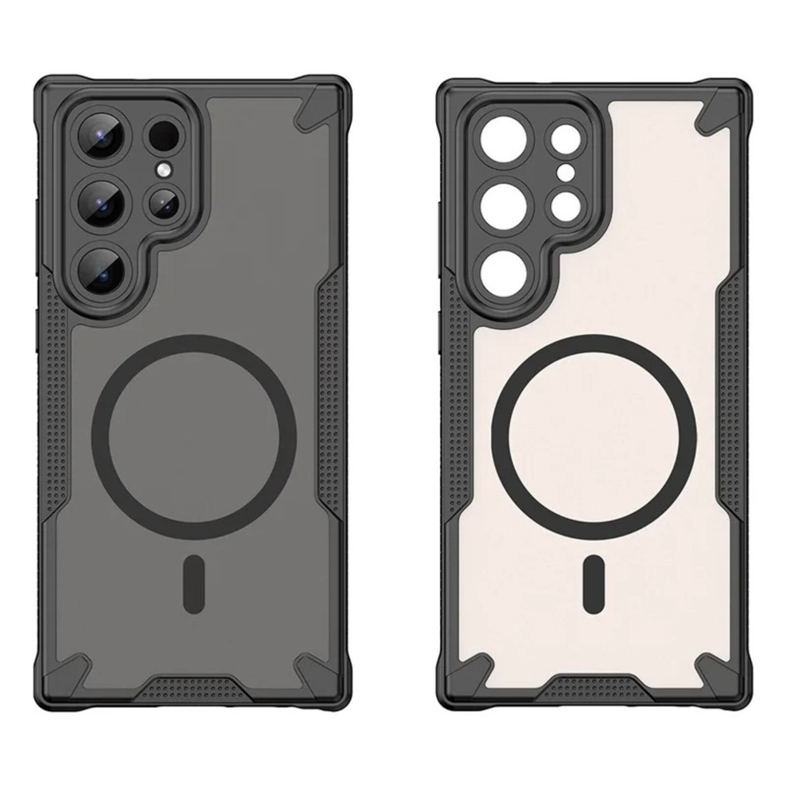 Angle. UUCOVER - Magnetic Case for Samsung Galaxy S25 Ultra, Compatible with Mag Safe Shockproof TPU+PC Case Matte Translucent Back Cover - Black.