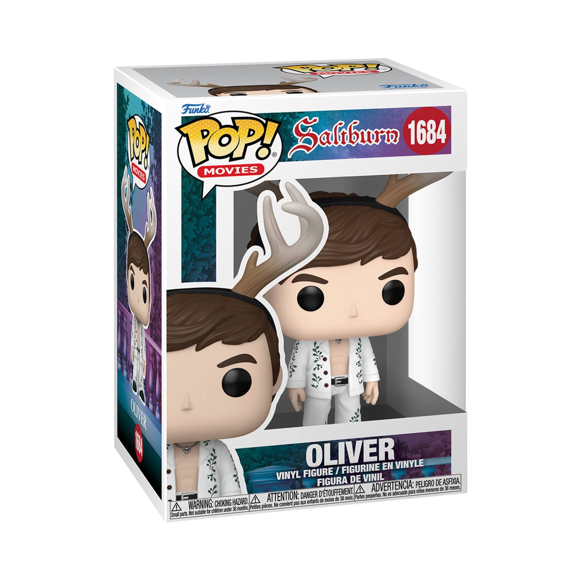 Pp | Funko | POP! Movies | Saliburn 1684 | Oliver | Figurine en Vinyl | Figure / Vinyl | Peligro de asfoia | D'touffement | A advertencia: aoi_oal p -i - SE 3 meses | Danger | pequetes | a hazard | a etants a | i 3 | Parte | Warning: choking | Petlies picet R coe D 3 | ade a noth | Omal ses | NE sutale
