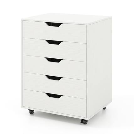 Front. SlickBlue - 5-Drawer Rolling File Cabinet with Wheels – Portable Storage Unit for Living Room - White.