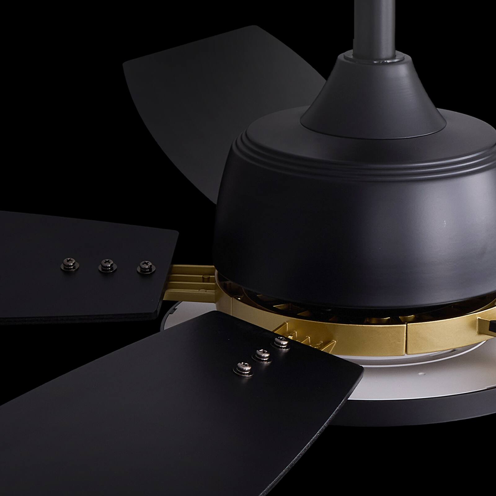 Alt View 8. Siljoy - 52 Inch 5 Blade Composite Wood Farmhouse Ceiling Fan with LED Light Remote and App for Bedroom Living Room - Matte Black and Gold.