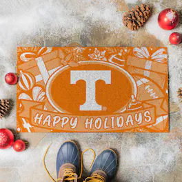 Evergreen Enterprises - Tennessee Volunteers 28" x 16" Happy Holidays Christmas Turf Door Mat - Multicolor