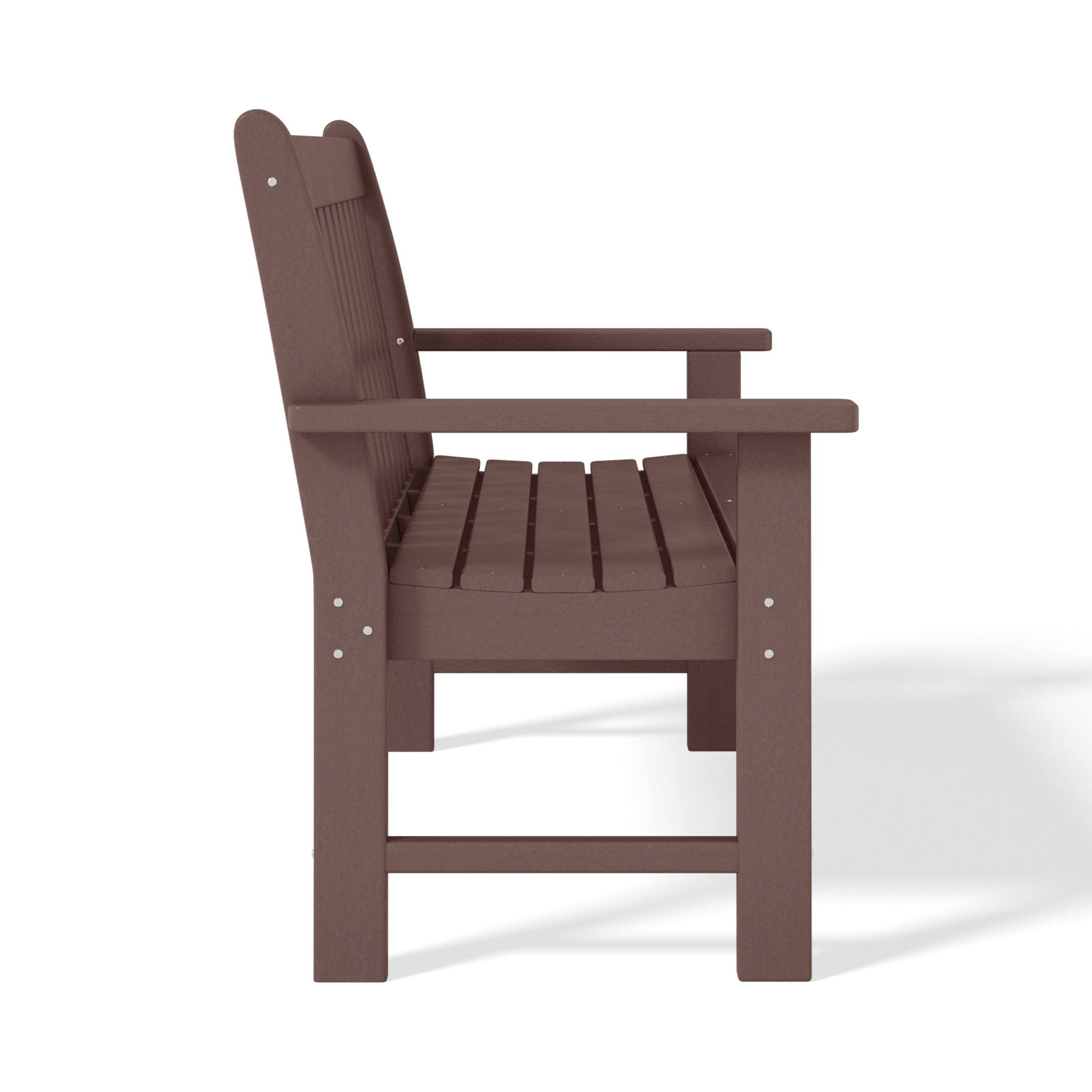 Back. WestinTrends - WestinTrends Malibu Outdoor 2-Person All-Weather HDPE Front Porch Garden Bench - Dark Brown.