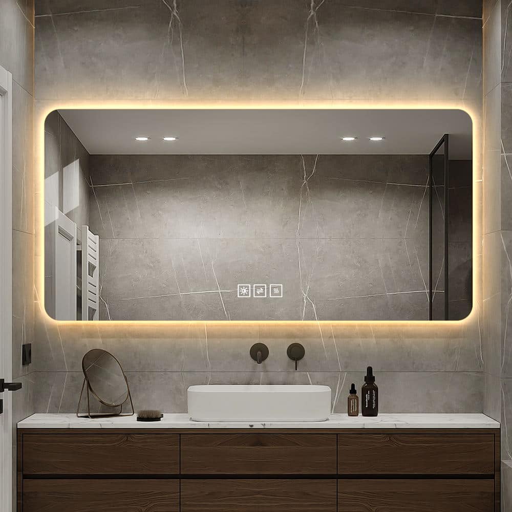 Boyel Living - 48 by 24 Inch LED Bathroom Mirror Three Color Dimmable Backlit with One Touch Demist