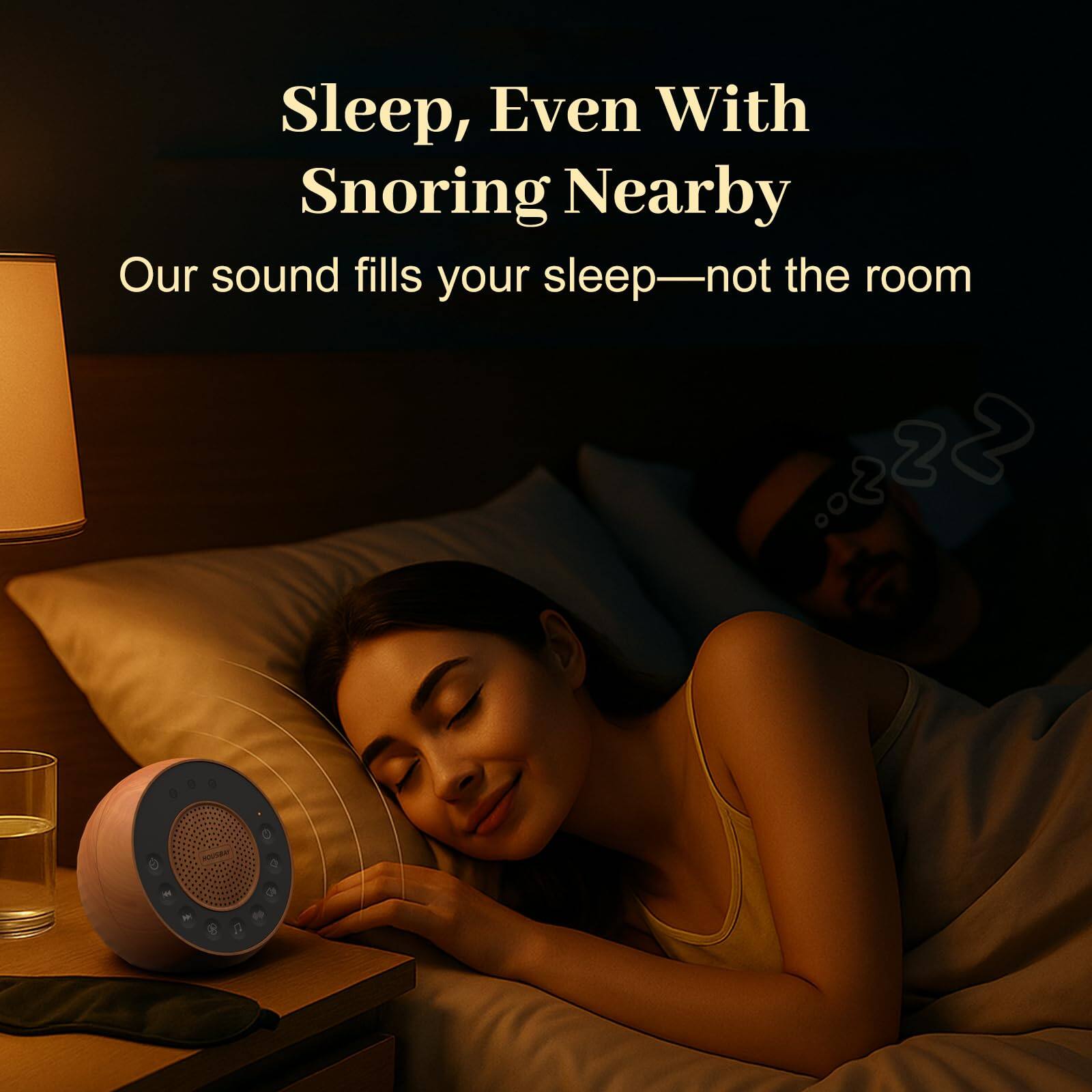 Sleep, Even With Snoring Nearby  
Our sound fills your sleep—not the room