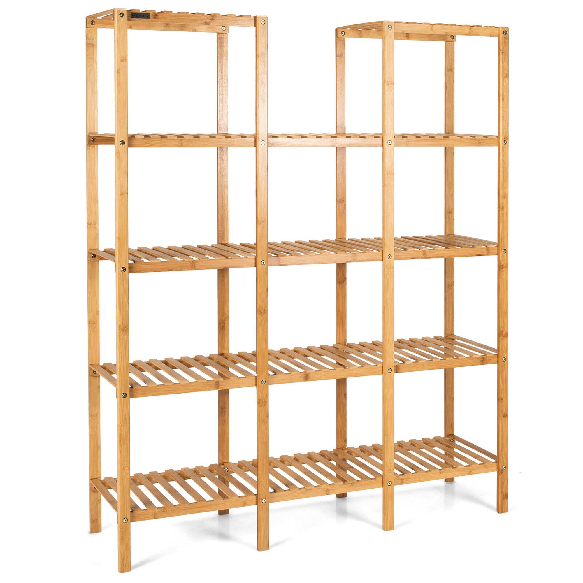 Alt View 1. Costway - Multifunctional Bamboo Shelf Flower Plant Stand Display Storage Rack Unit Closet - Natural.
