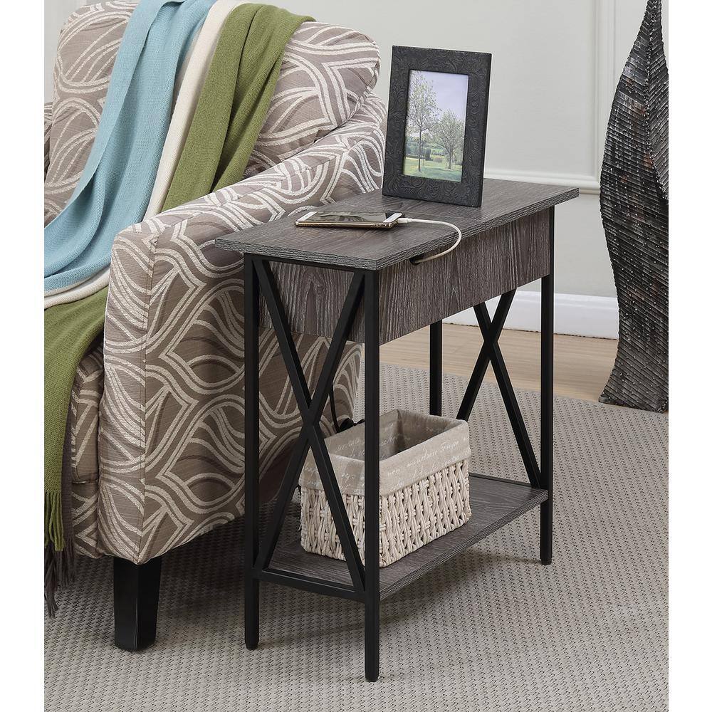 Angle. Convenience Concepts - Tucson Electric Flip Top Table - Weathered Gray/Black.