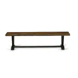East West Furniture - V-Style Modern Dining Table Bench with Wood Seat - Brown