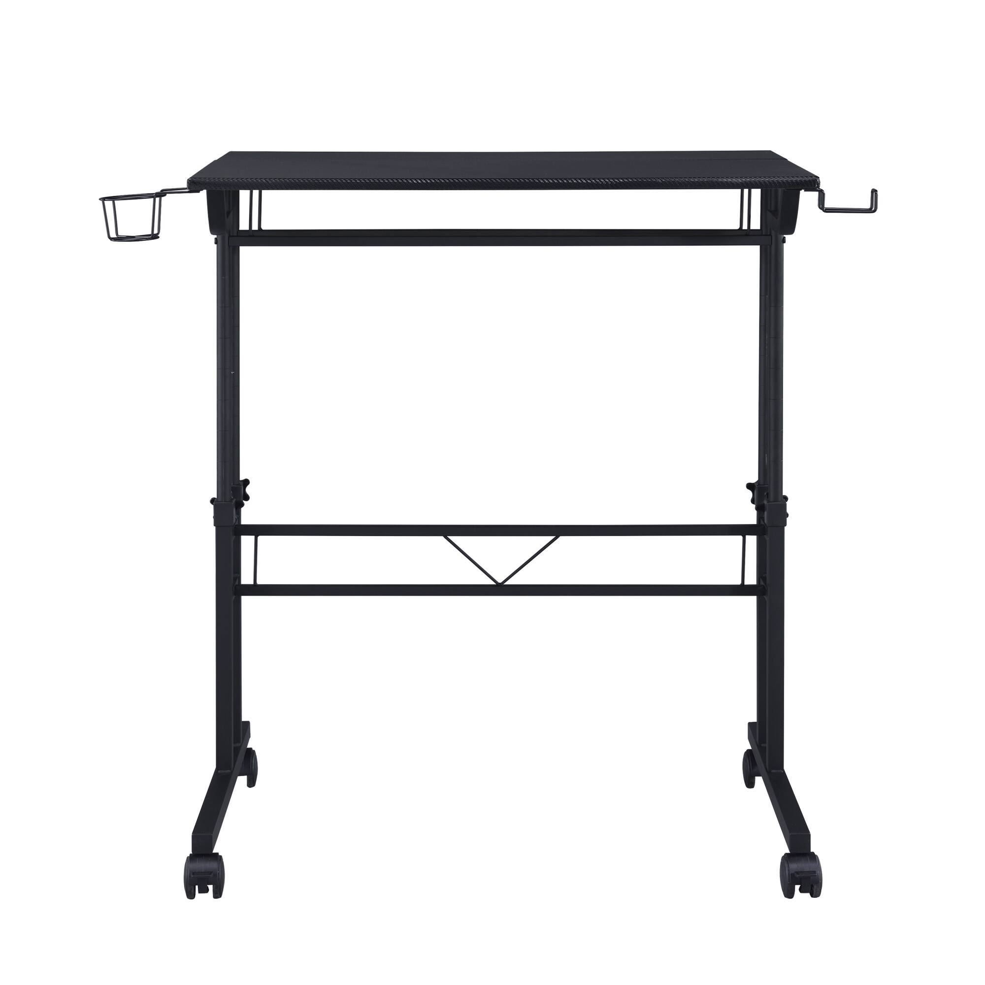 Alt View 2. GOODSILO - Adjustable Height Rolling Writing Desk with Moveable Shelf and Locking Wheels - Black.