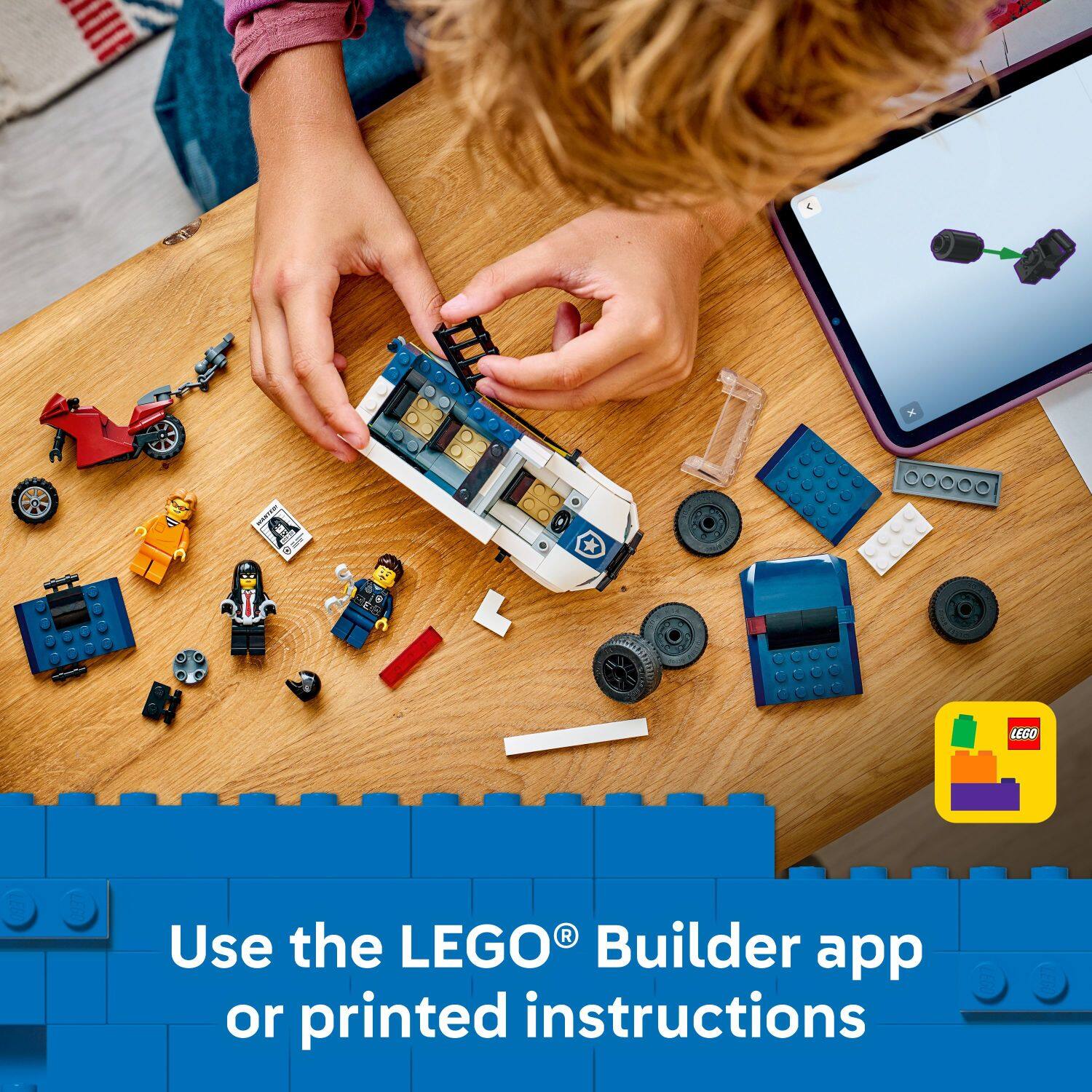 Use the LEGO® Builder app or printed instructions