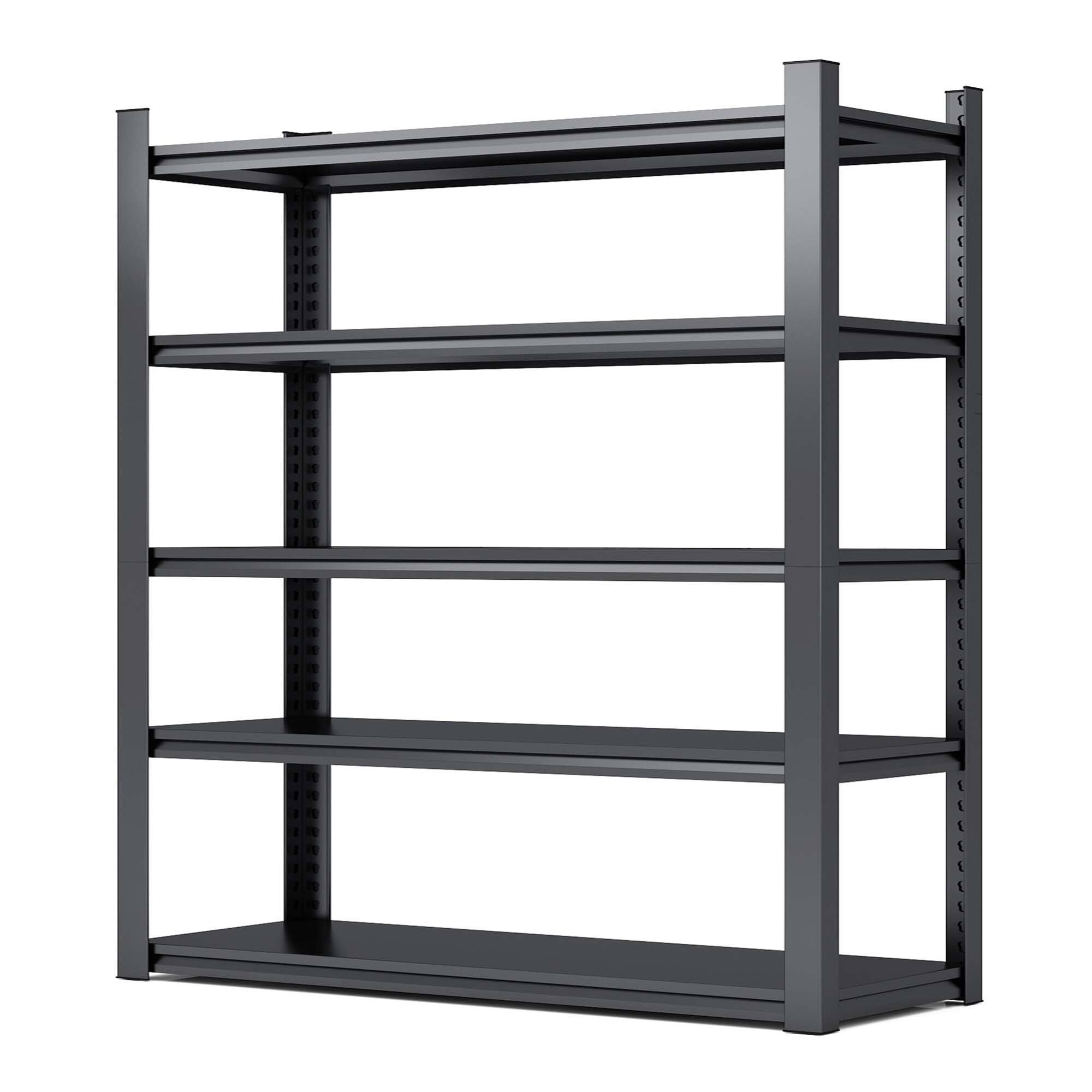Front. GOODSILO - 72-Inch Heavy Duty 5-Tier Metal Storage Shelving Unit with 2000LBS Capacity for Garage and Industrial Use - Black+ Gray.